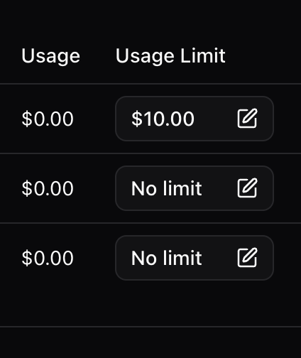 API keys limit dialog
